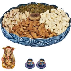 Dry Fruits With Diya Basket